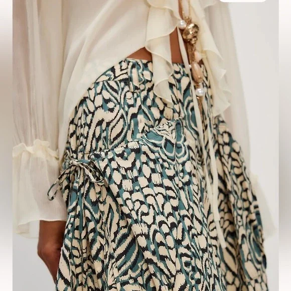 FREE PEOPLE Miss You Most Wide Leg Pants size 4 Olive Combo NWT Palazzo Y2K NWT - Picture 12 of 12